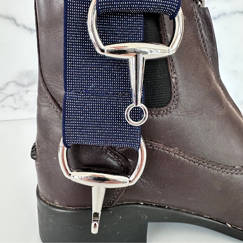 Sparkly Navy Equestrian Belt With Silver Snaffle Belt Buckle