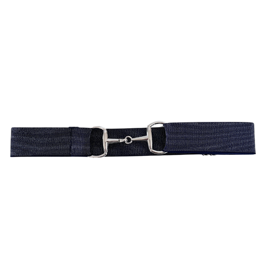 Sparkly Navy Equestrian Belt With Silver Snaffle Belt Buckle