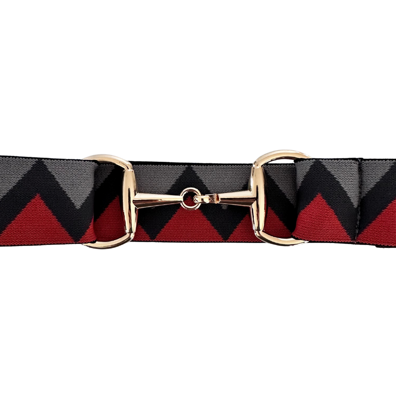 Orange and Gray Equestrian Belt With Gold Snaffle Bit Belt Buckle