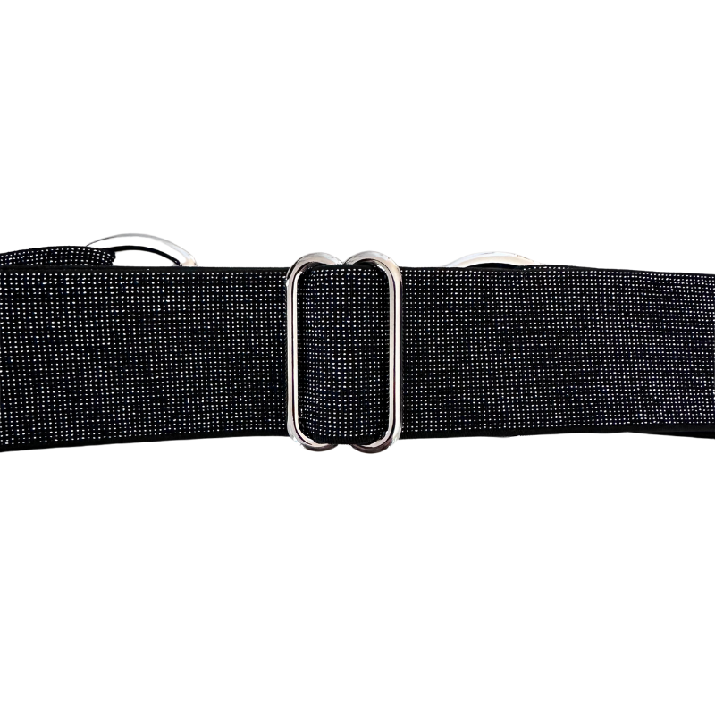 Sparkly Black Equestrian Belt With Silver Snaffle Belt Buckle