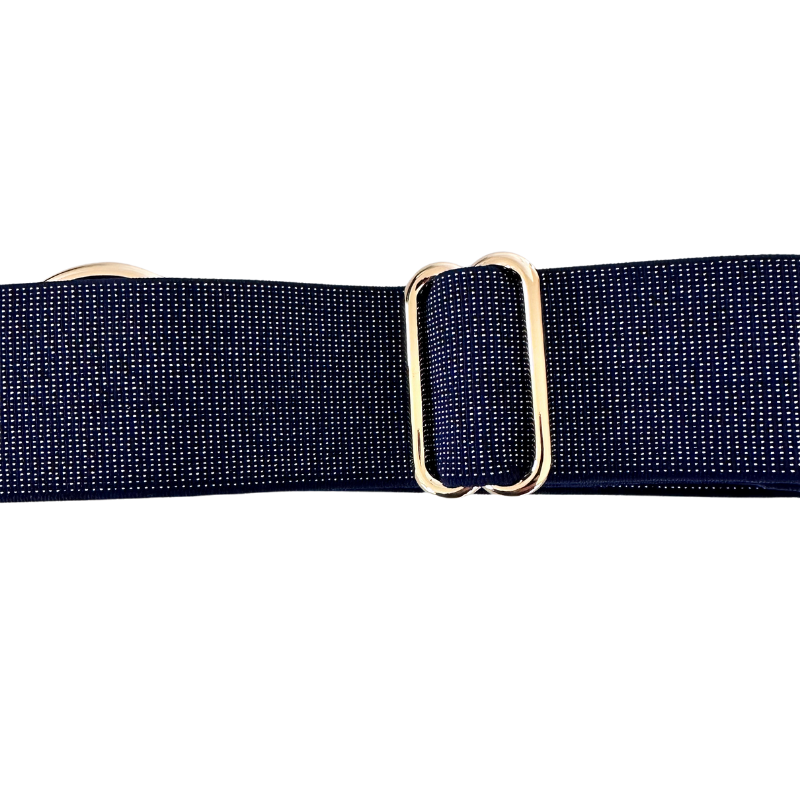 Sparkly Navy Equestrian Belt With Gold Snaffle Belt Buckle