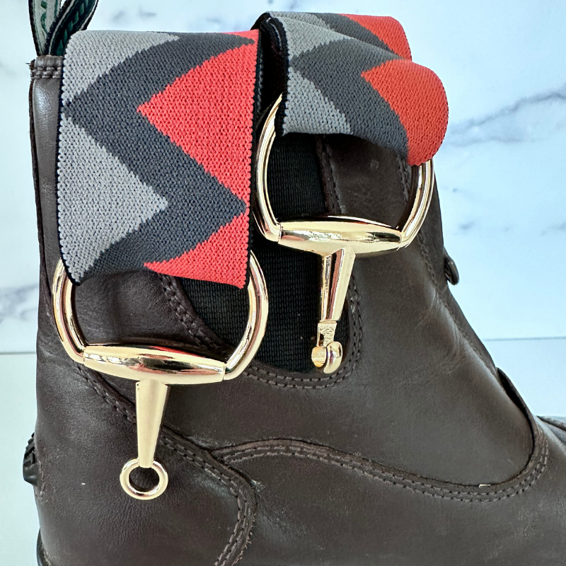 Orange and Gray Equestrian Belt With Gold Snaffle Bit Belt Buckle