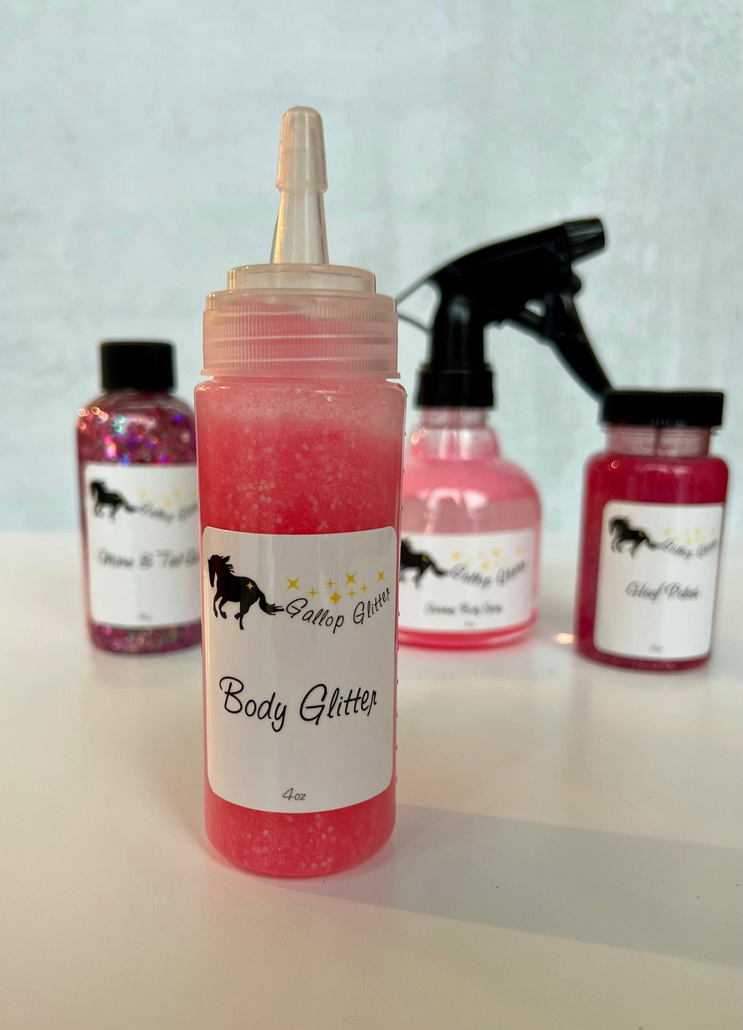 Pink Gallop Glitter set with Body Glitter in the foreground