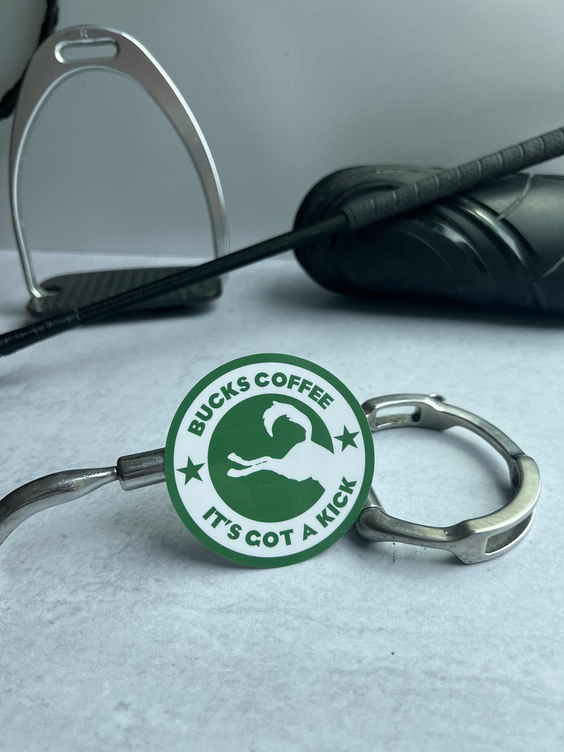 Bucks Coffee Sticker on background