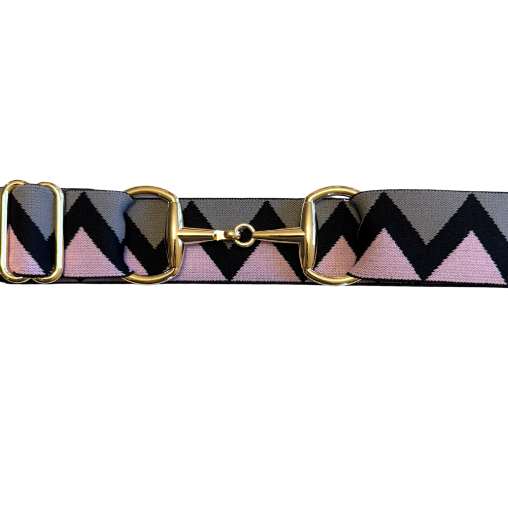 Pink and Gray Chevron/Gold Buckle