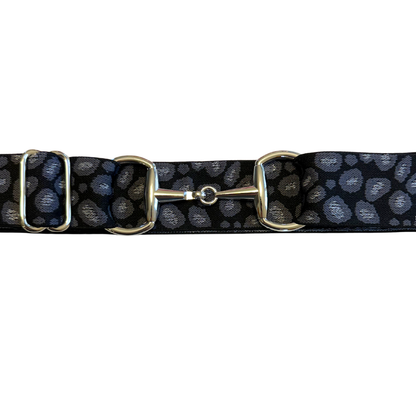 Black and Sparkle Gray Leopard/Silver Buckle