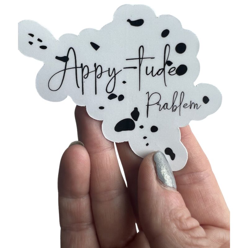 Appy-tude problem sticker in hand