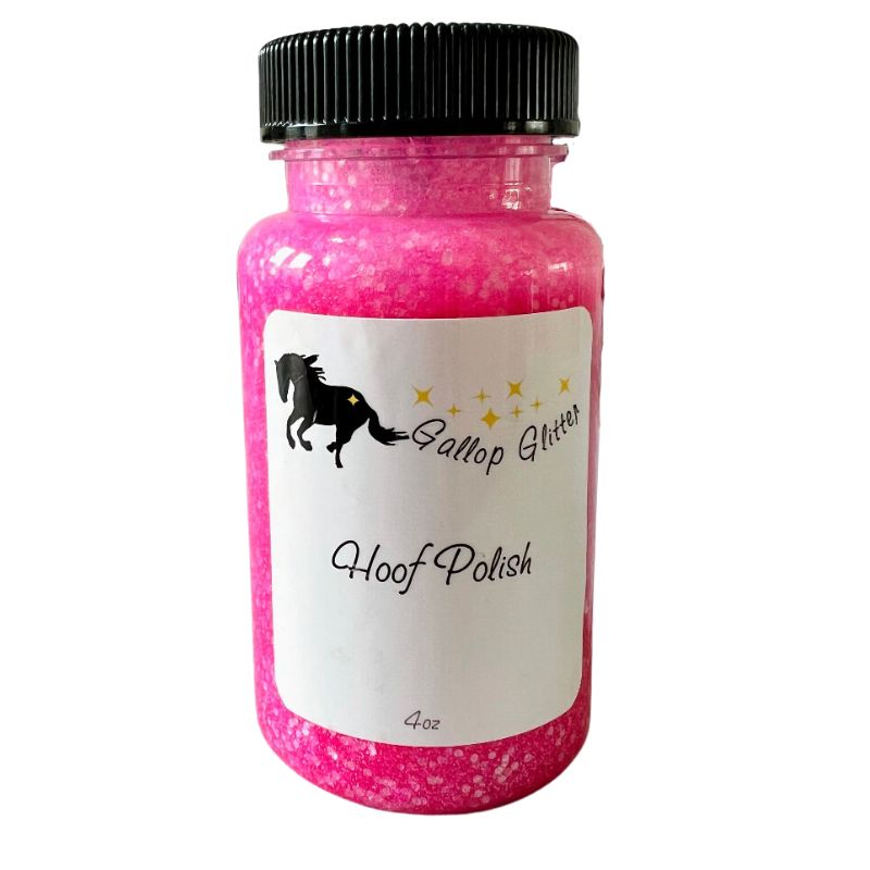 Bottle of Pink Gallop Glitter Hoof Polish