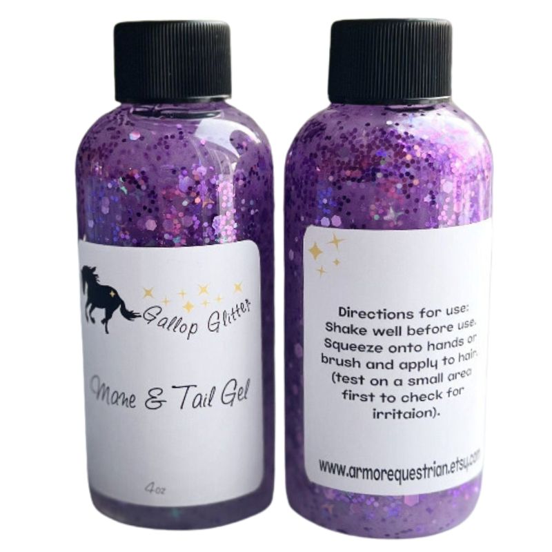 Gallop Glitter purple mane and tail - front and back labels