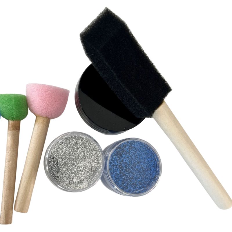 Gallop glitter stencil kit accessories - dabbers, adhesive, glitter, brush