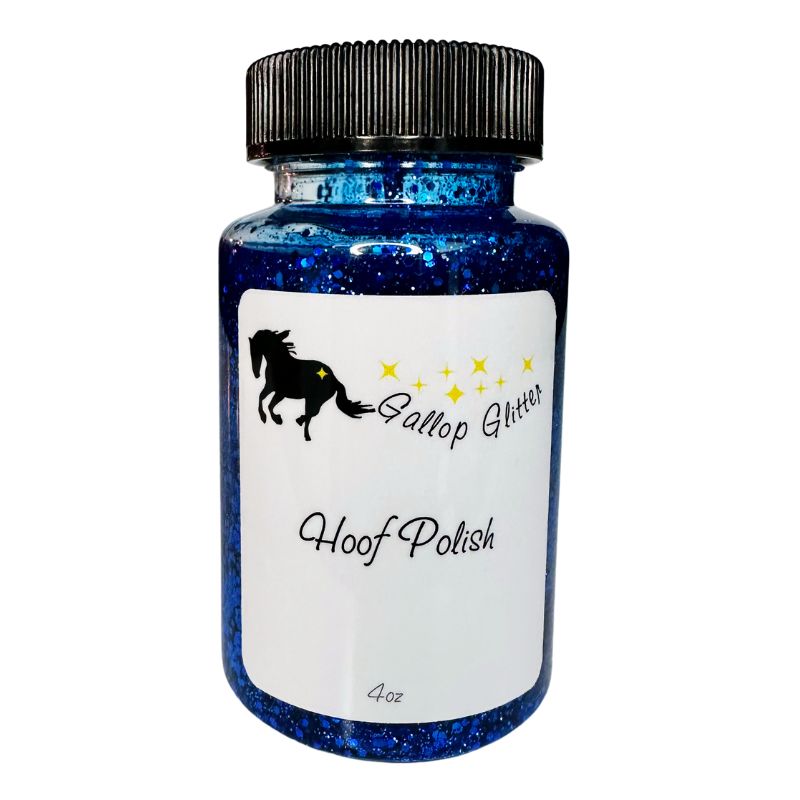 Gallop Glitter Hoof Polish for Horses in blue