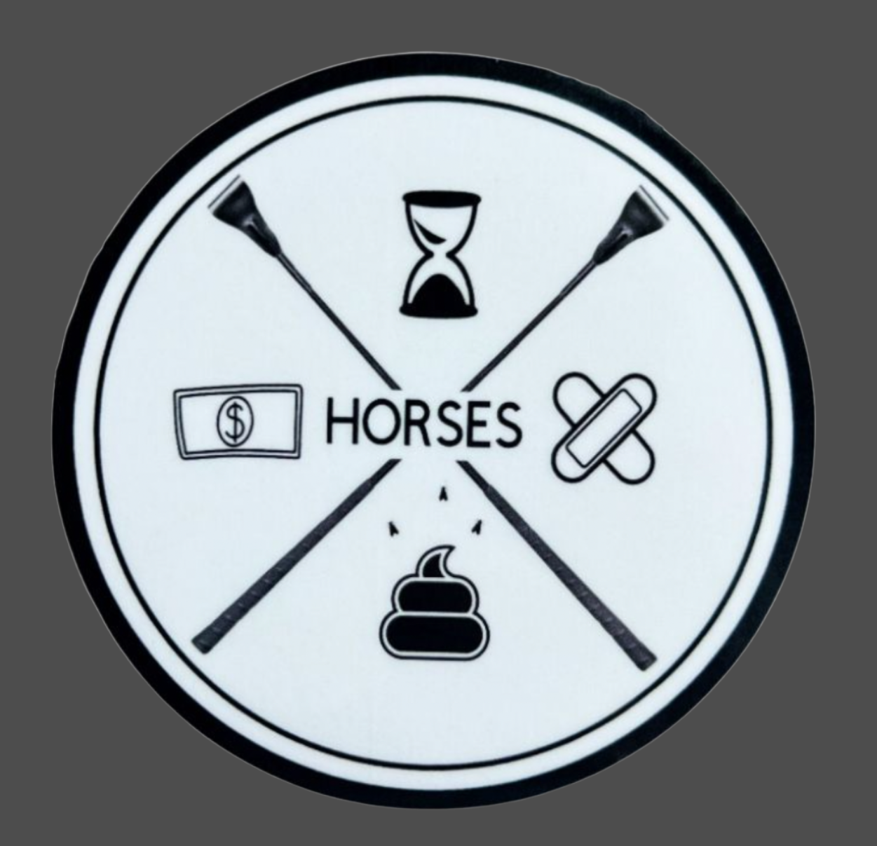 Equestrian Horse Sticker Humor on Gray