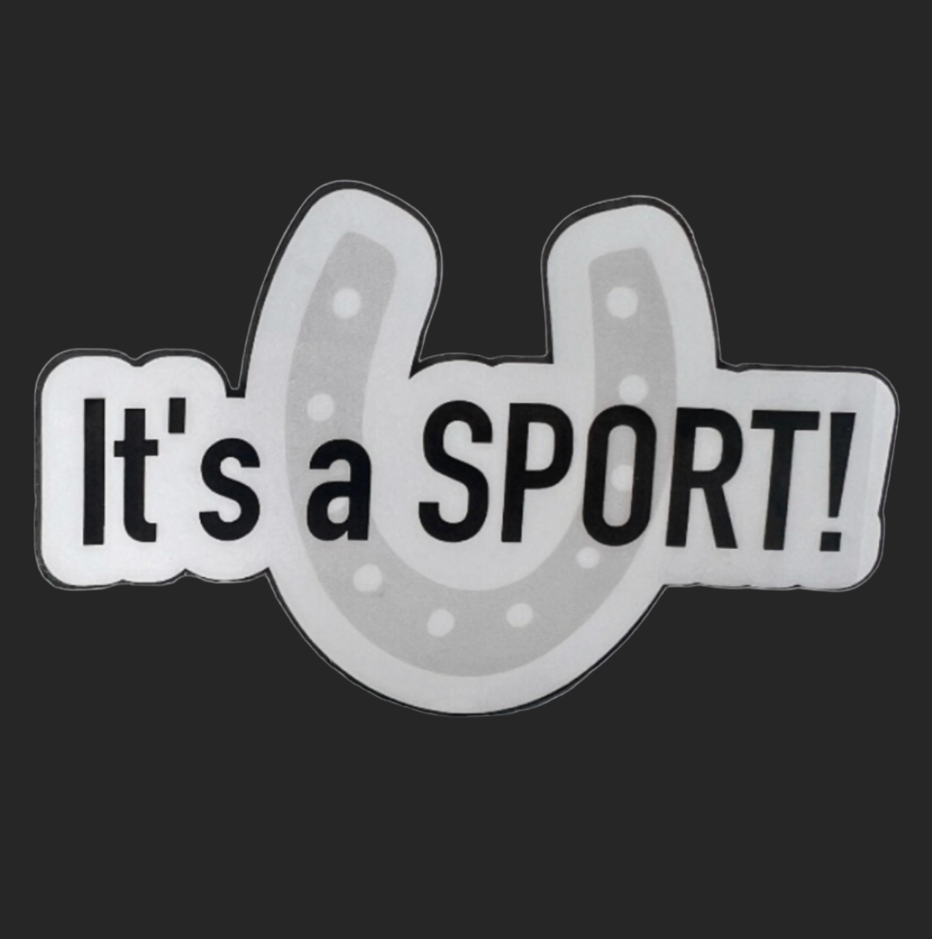 It's a Sport Equestrian Horse Sticker on gray