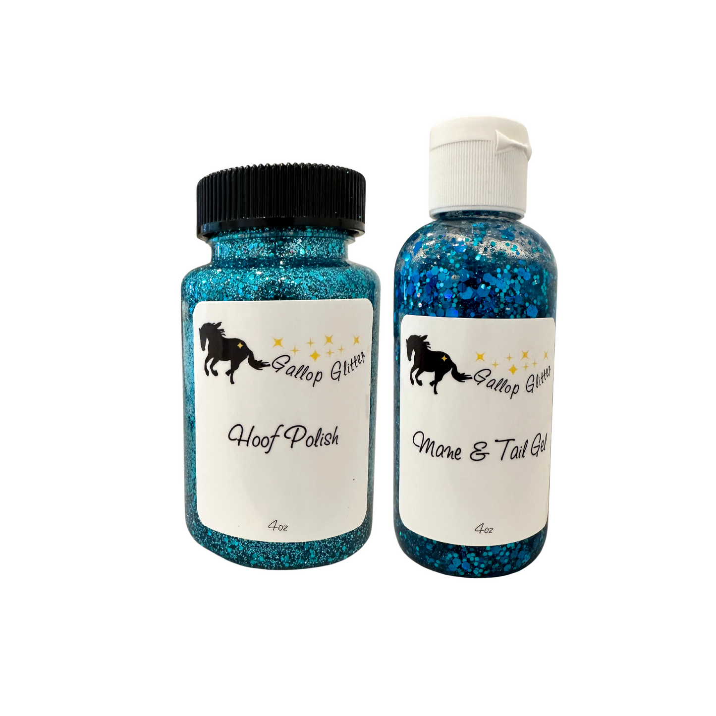 Gallop Glitter teal Hoof Polish and teal Mane and Tail Gel