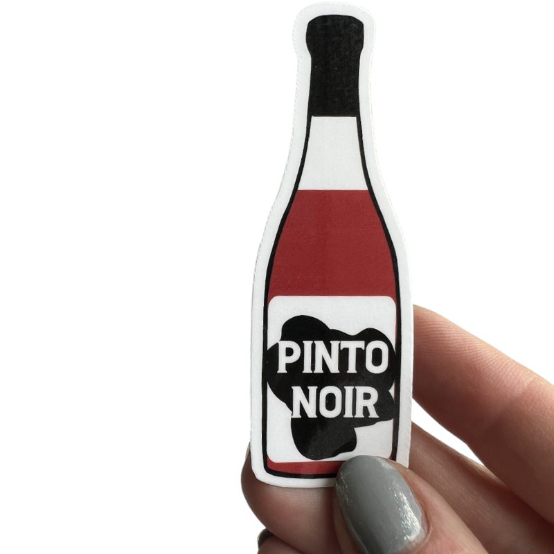 Pinto Noir Sticker - Horse Wine Sticker in hand