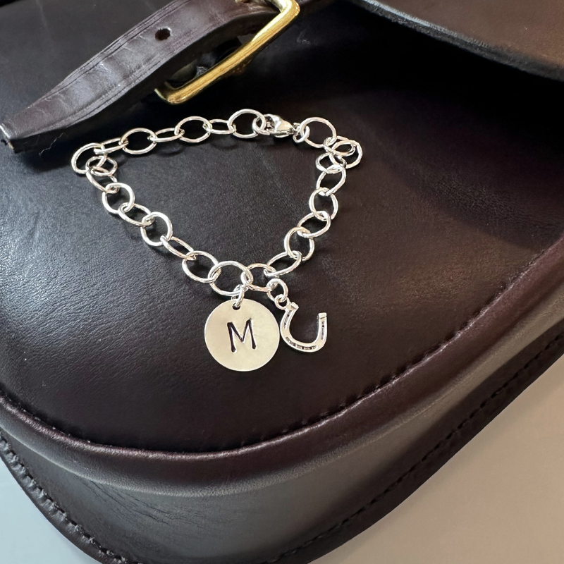 Sterling Silver Initial Horseshoe Charm Bracelet