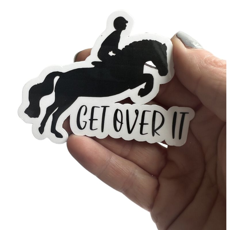 Get Over It Sticker in hand for scale