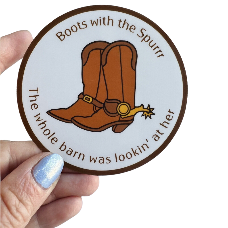 Cowboy Boots Sticker in hand