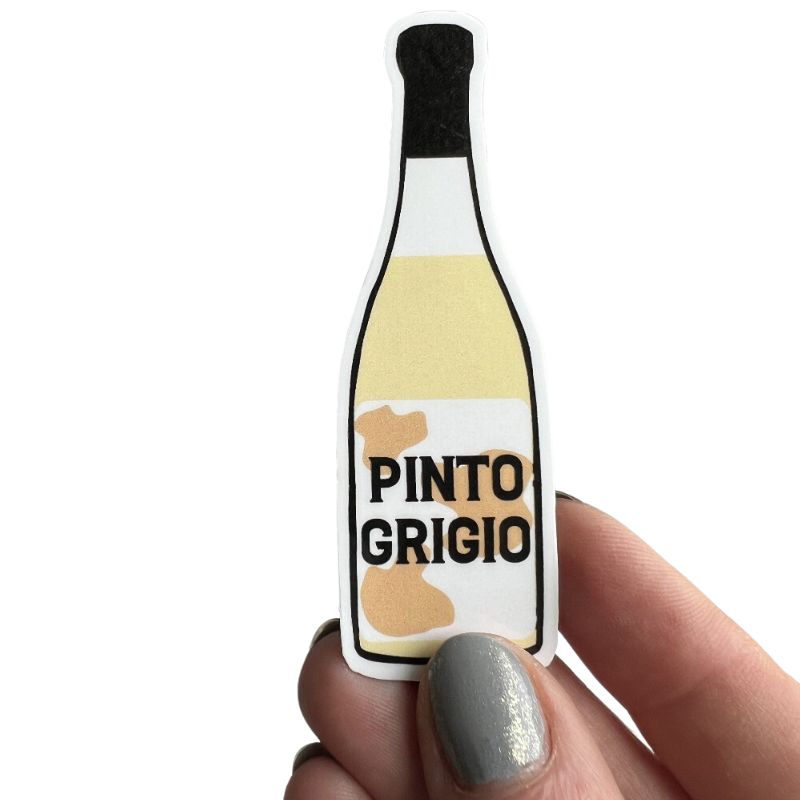 Pinto Grigio Sticker - Horse Wine Sticker in hand