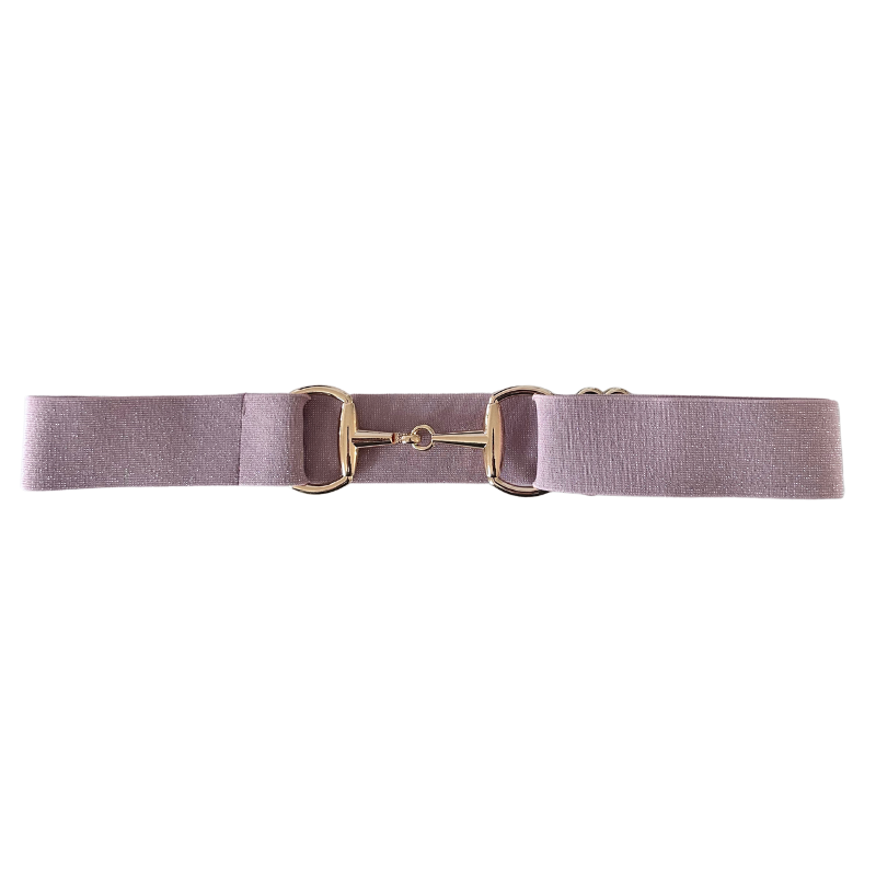 Sparkly Light Pink Equestrian Belt With Gold Snaffle Belt Buckle