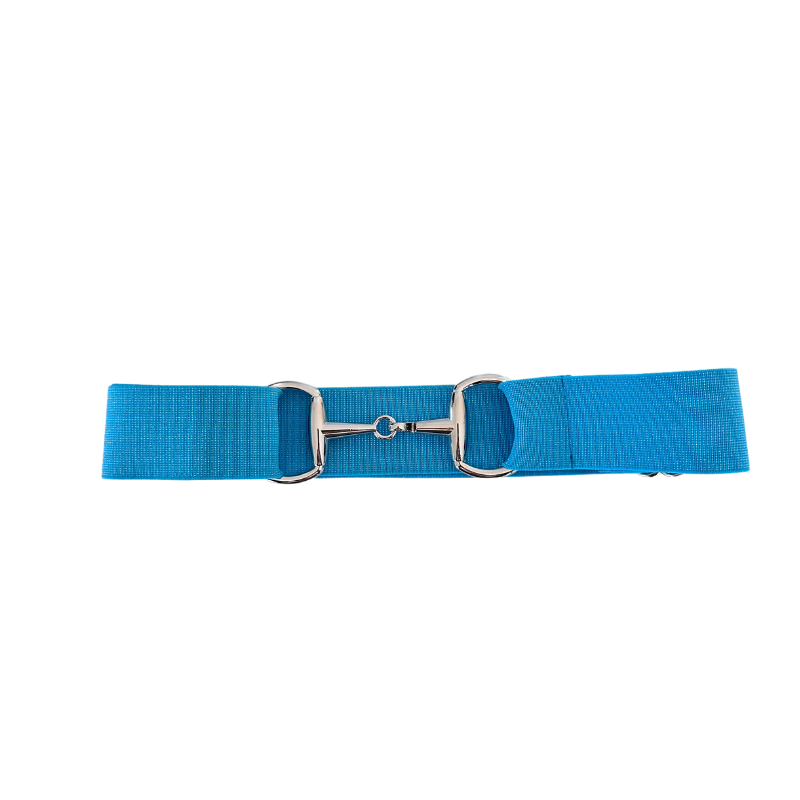 Sparkly Blue Equestrian Belt With Silver Snaffle Bit Belt Buckle