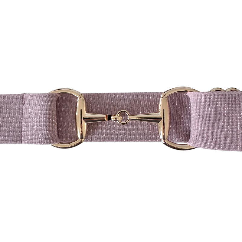 Sparkly Light Pink Equestrian Belt With Gold Snaffle Belt Buckle