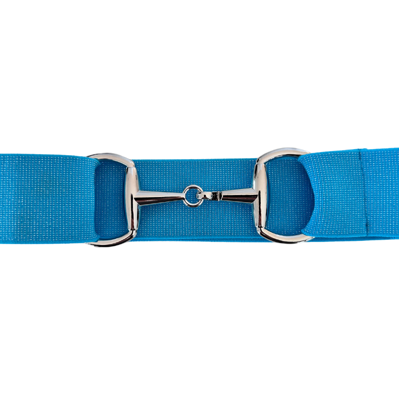 Sparkly Blue Equestrian Belt With Silver Snaffle Bit Belt Buckle