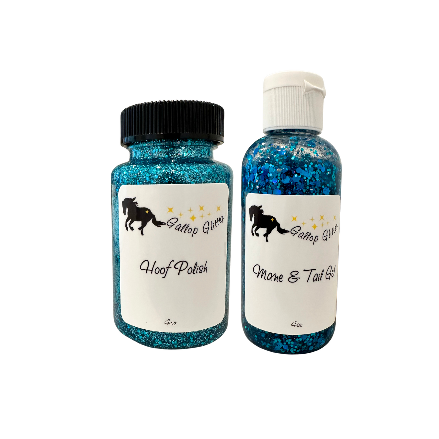 Gallop Glitter Hoof Polish and Mane and Tail Gel in teal