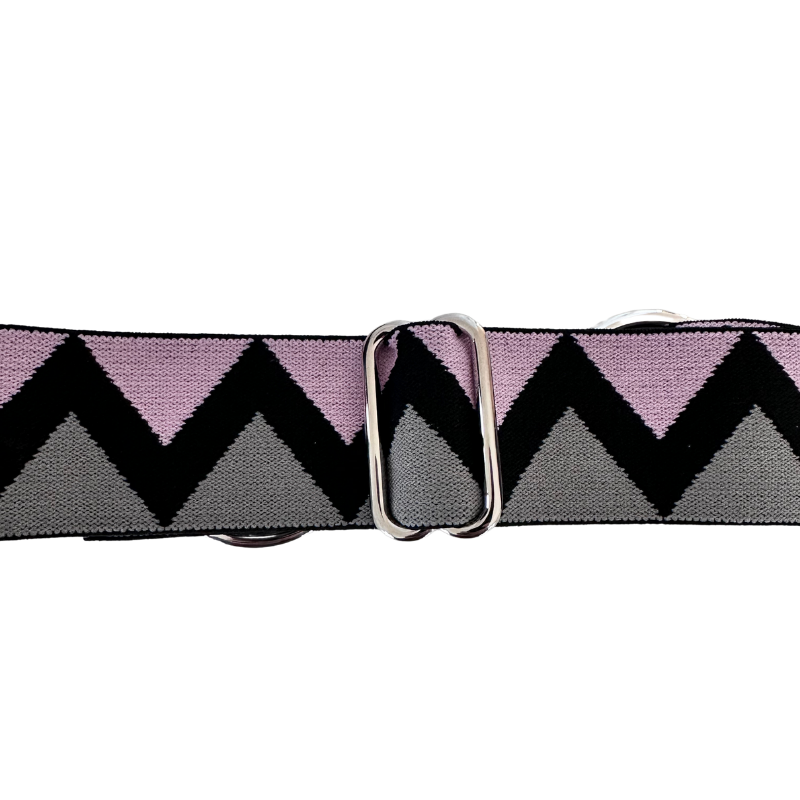 Pink and Black Equestrian Belt With Silver Snaffle Bit Belt Buckle