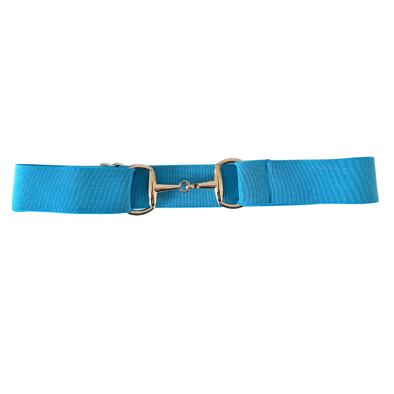 Sparkly Blue Equestrian Belt With Gold Snaffle Bit Belt Buckle