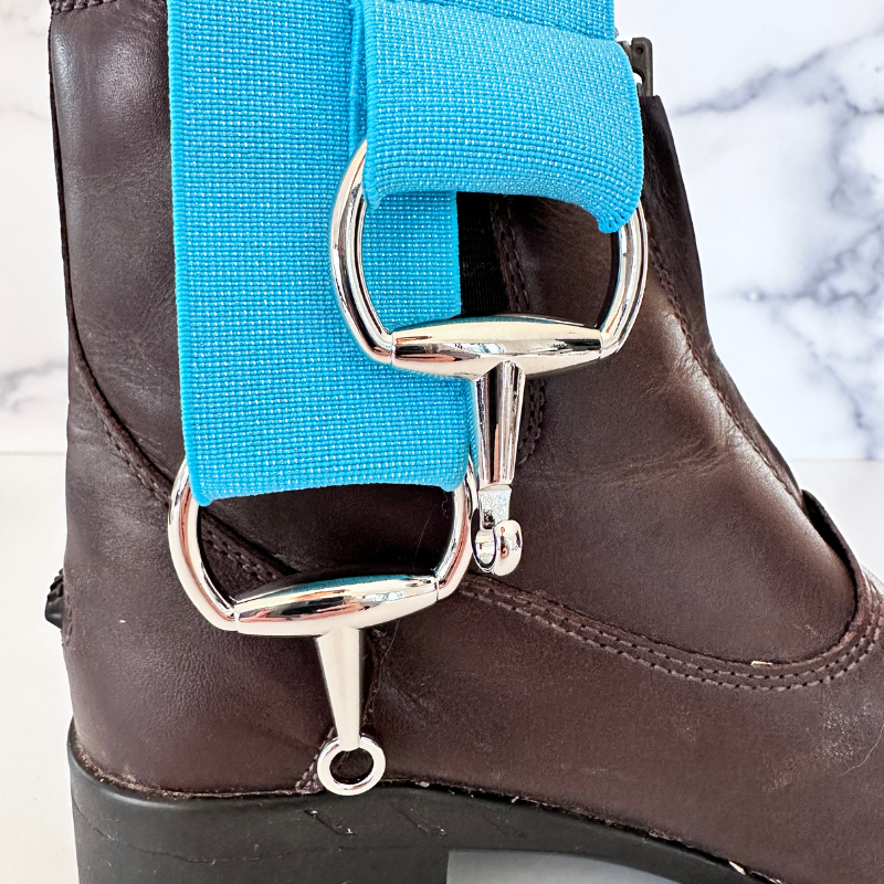 Sparkly Blue Equestrian Belt With Silver Snaffle Bit Belt Buckle