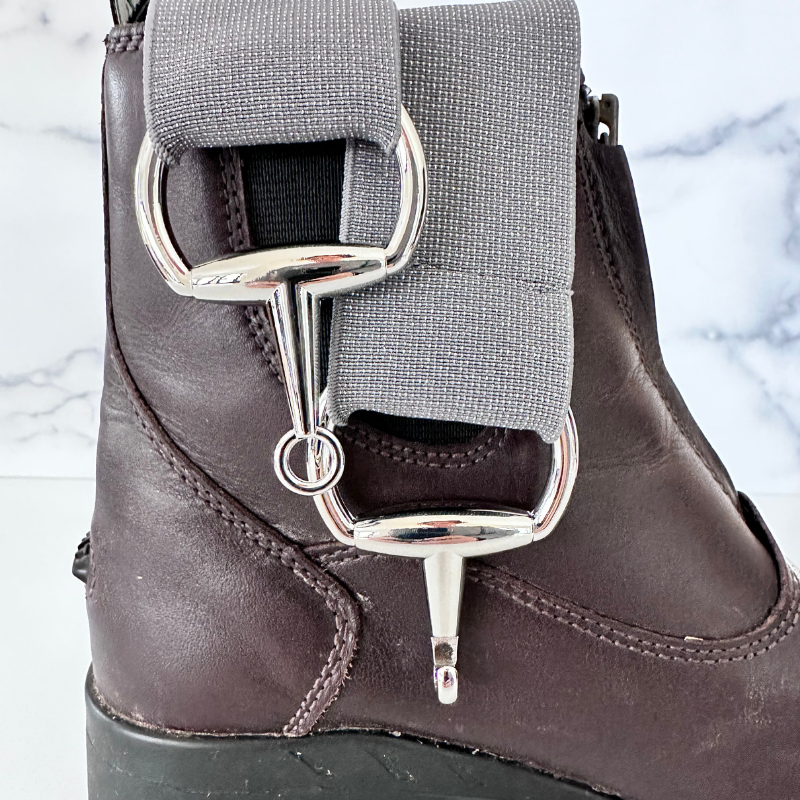 Sparkly Gray Equestrian Belt With Silver Snaffle Belt Buckle