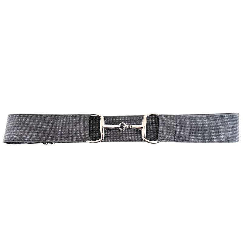 Sparkly Gray Equestrian Belt With Silver Snaffle Belt Buckle