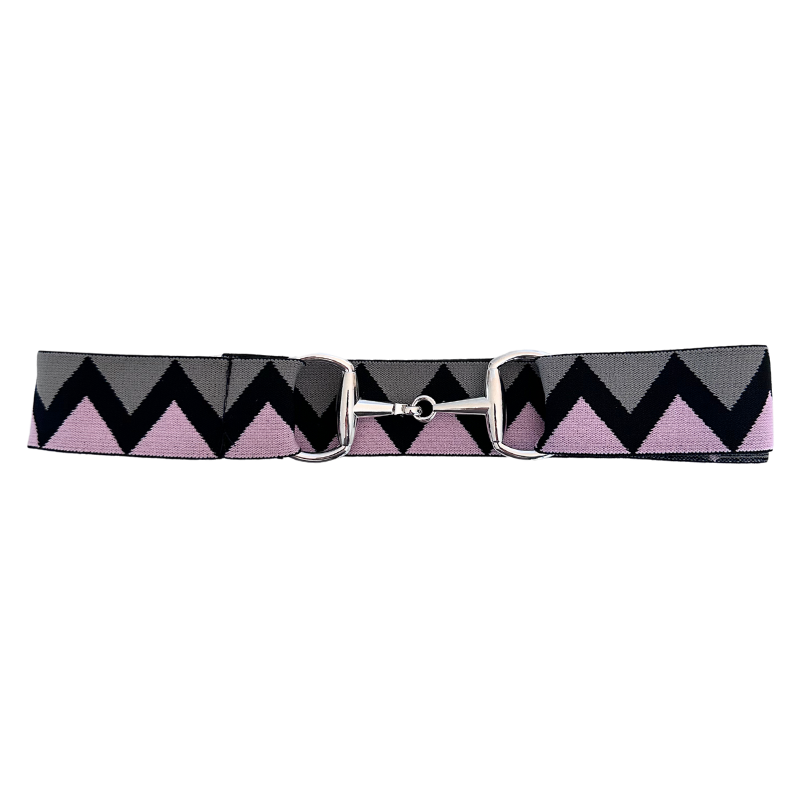 Pink and Black Equestrian Belt With Silver Snaffle Bit Belt Buckle