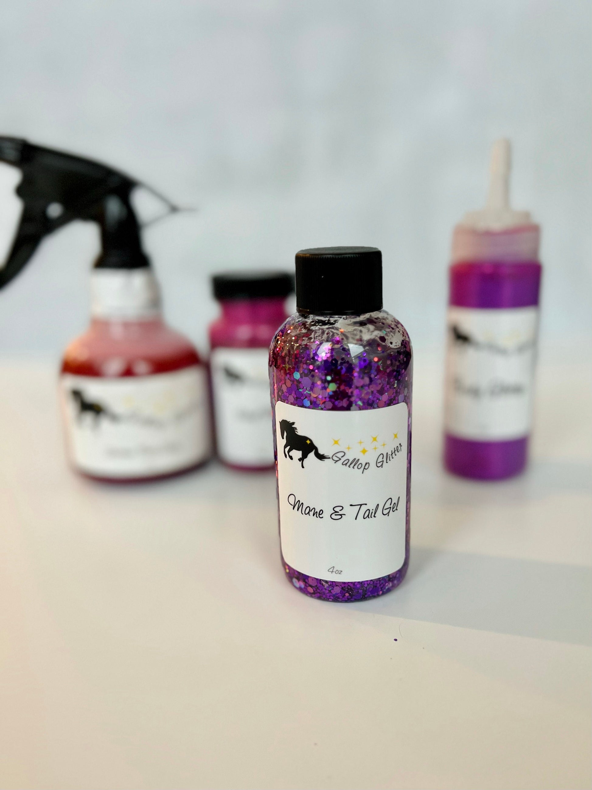 set of purple Gallop Glitter with mane and tail in foreground