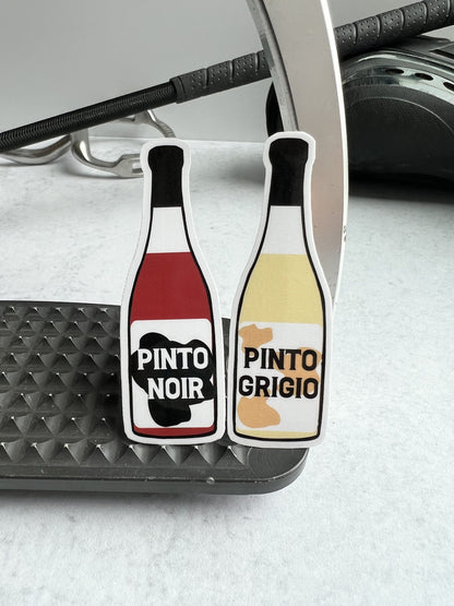 Pinto Grigio and Pinto Noir Horse Wine Sticker set