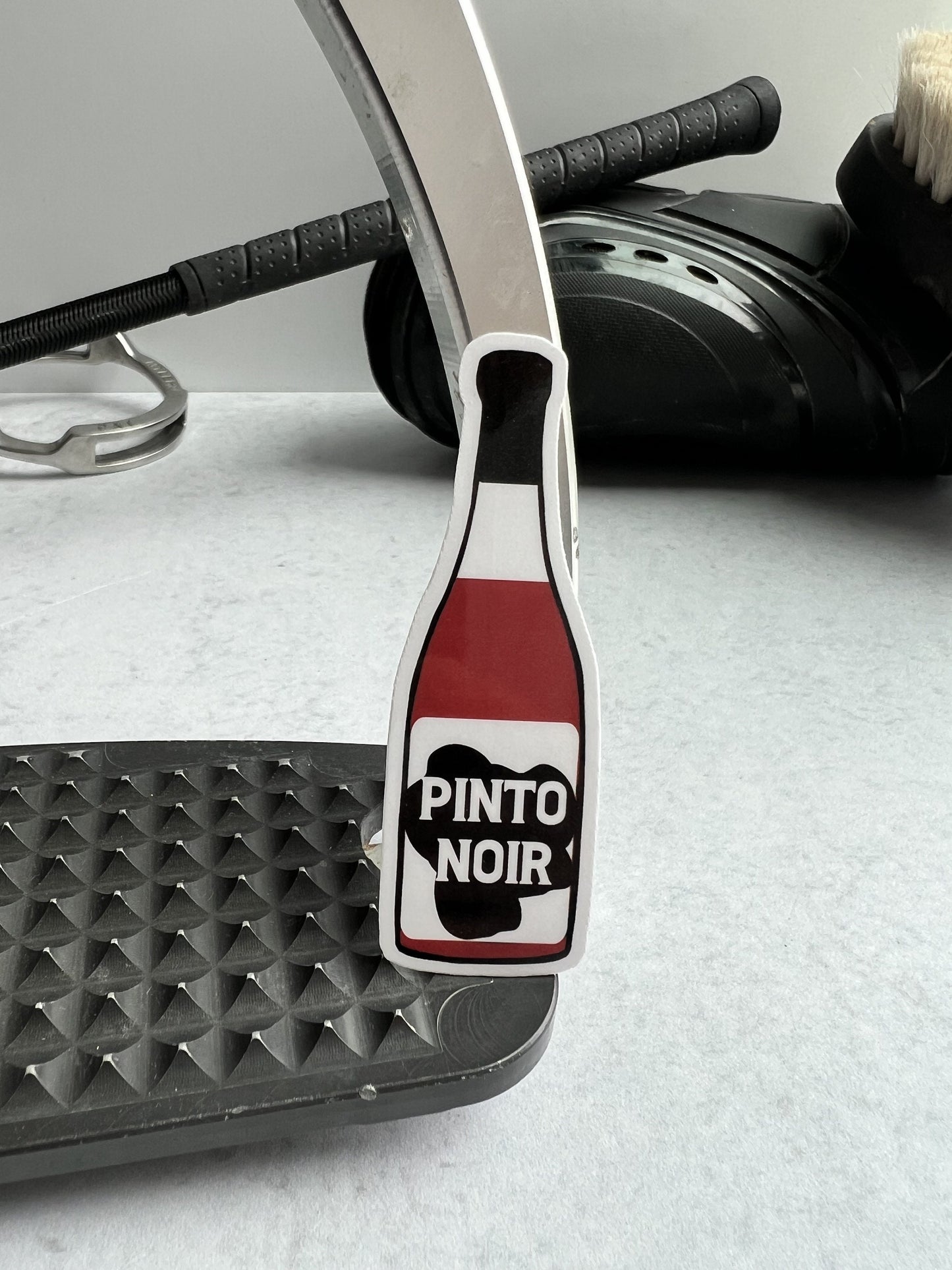 Pinto Noir Sticker - Horse Wine Sticker on background