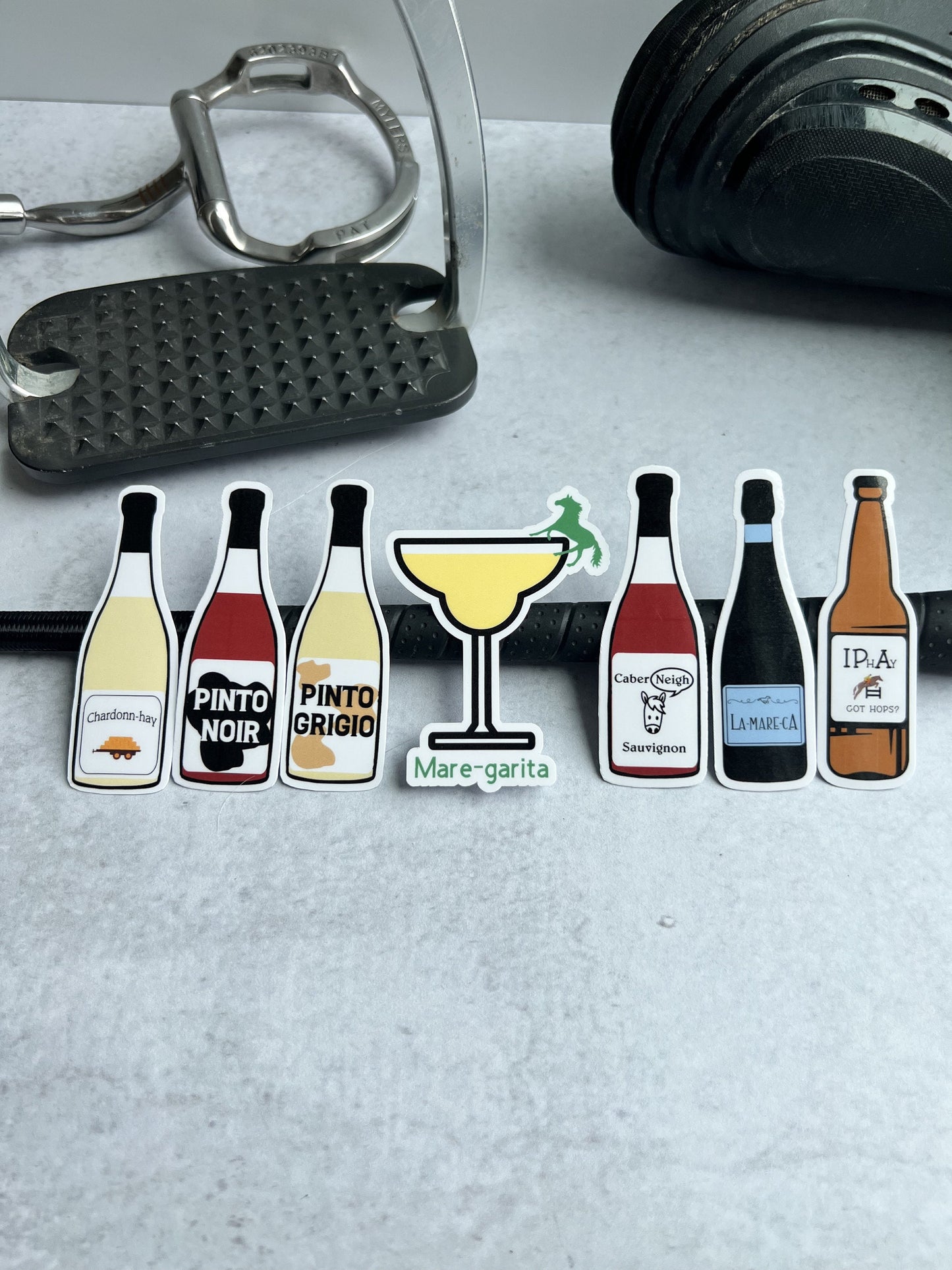 variety of horse booze stickers by Armor Equestrian