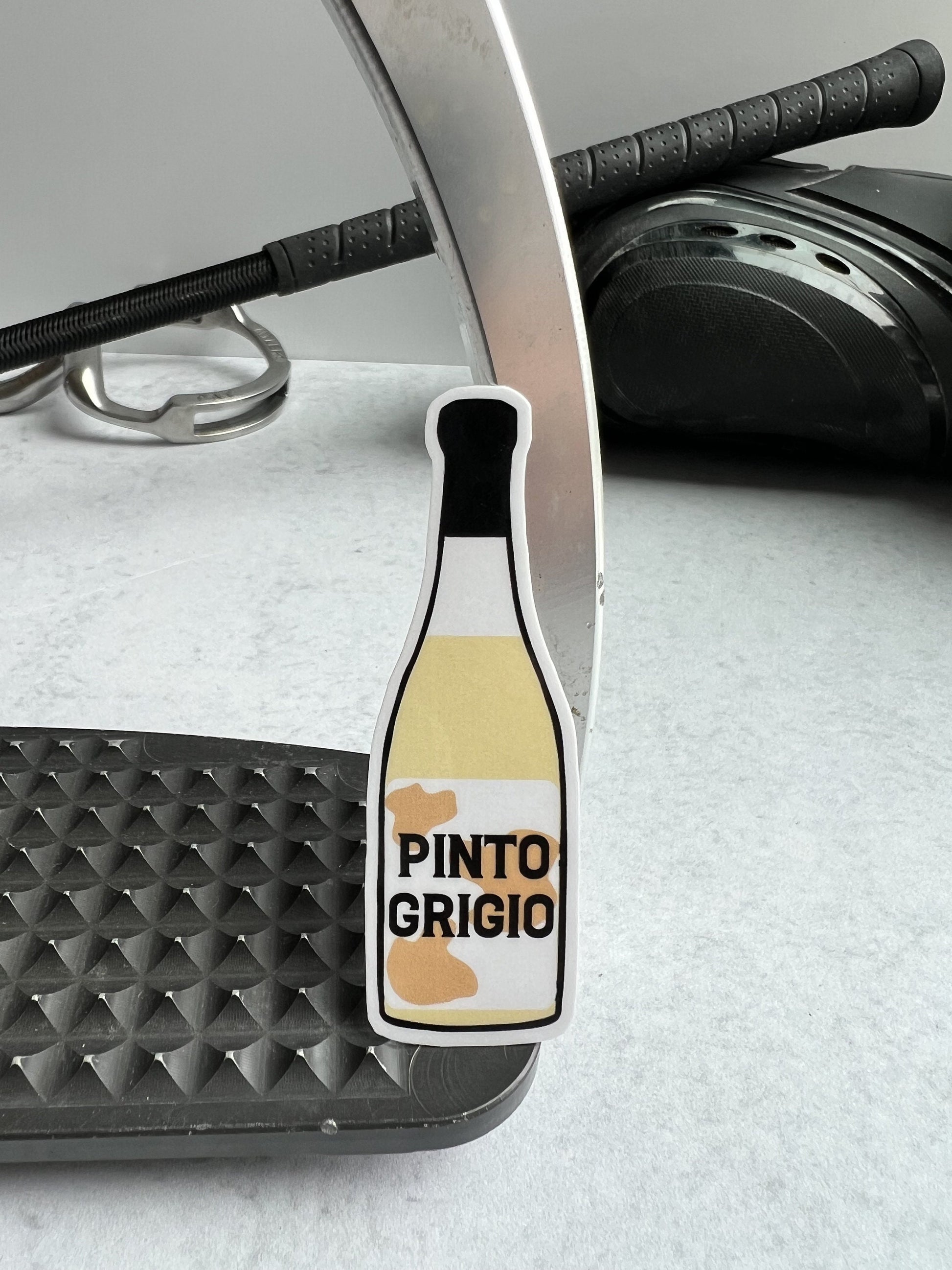 Pinto Grigio Sticker - Horse Wine Sticker on background